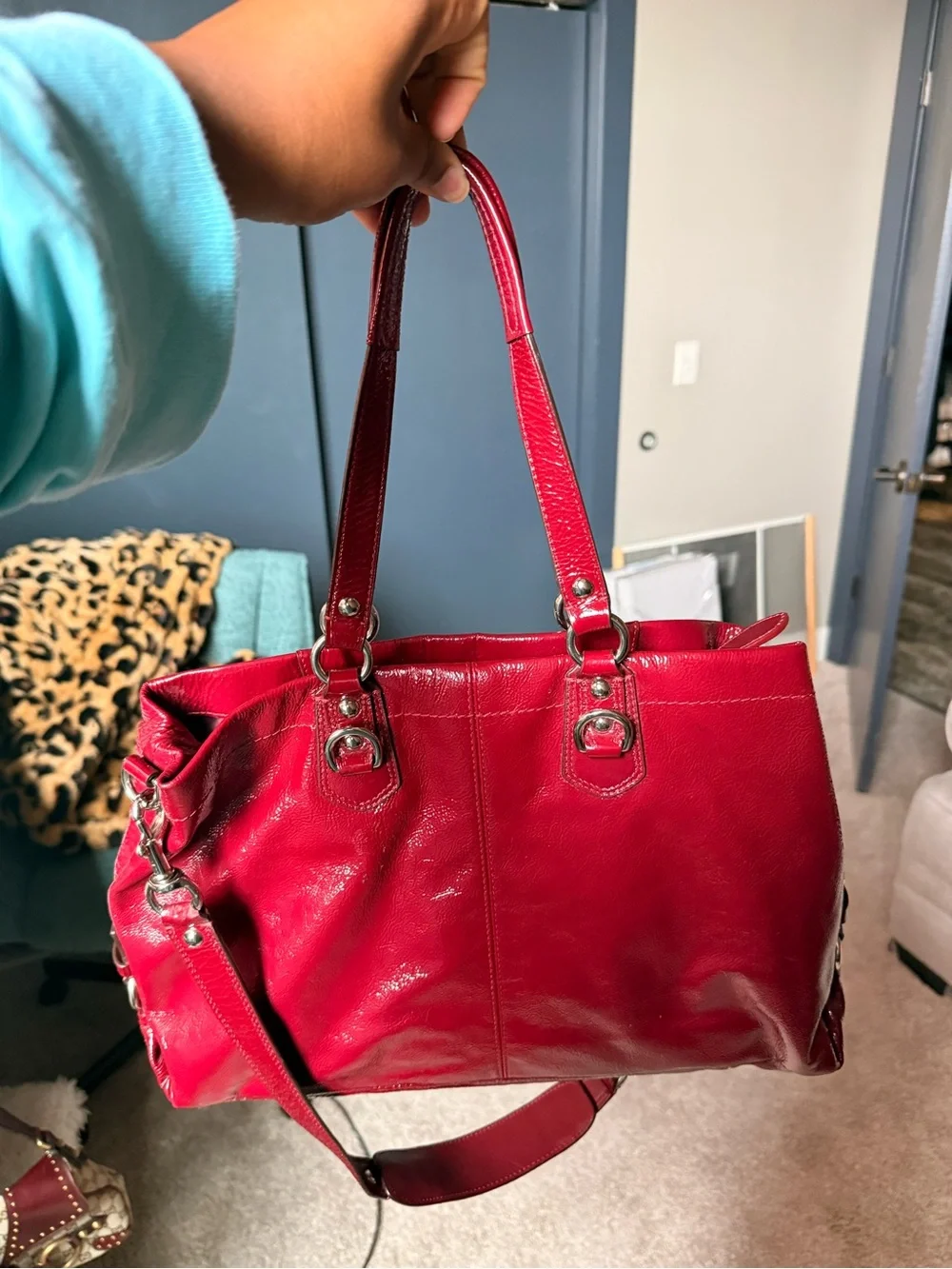 Coach Ashley Red Patent Leather Carryall - 2012